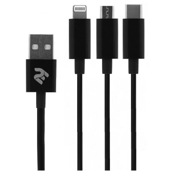 Кабель 2E USB 3 in 1 1.2m Black (2E-CCMTLAB-BL)