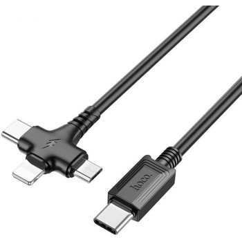 Кабель Hoco X77 Jewel 3-in-1 Type-C to Lightning/Micro/Type-C Black
