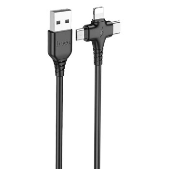 Кабель Hoco X77 Jewel 3-in-1 USB to Lightning/Micro/Type-C Black