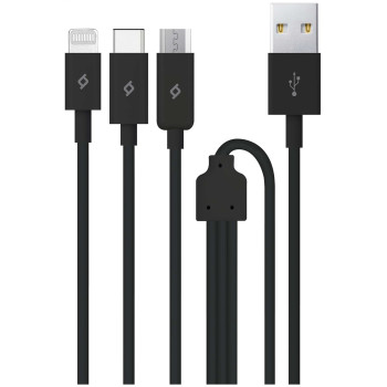 Кабель Ttec Trio USB to Type-C Lightning Micro-USB 1.2m Black (2DK7521S)