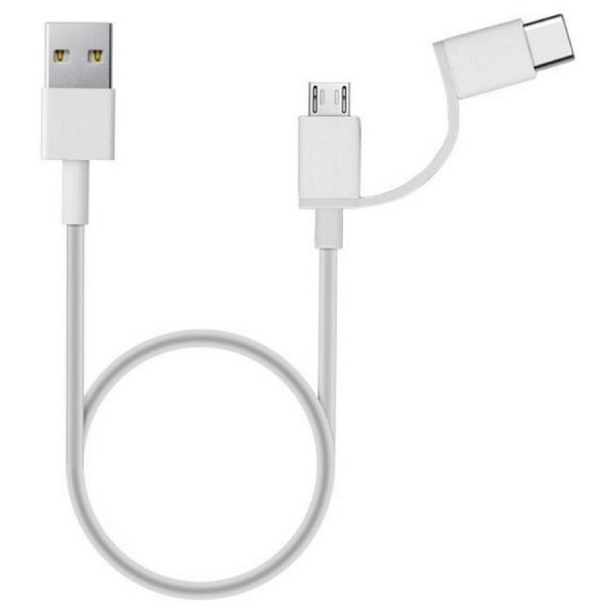 Cablu Xiaomi Mi 2in1 Micro USB to Type-C 100cm White